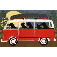 Liora Manne FTP34147424 Front Porch Pet Dogs Fall Travel Camping Trip Dogs Driving VW Bus Indoor/Outdoor Rug 26 X 4 Red