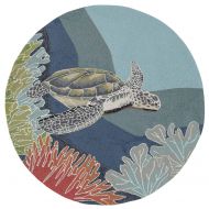 Liora Manne RVLD5225704 Ravella Akumal Coastal Indoor/Outdoor Sea Turtle Ocean Large Animal Rug 5 Round