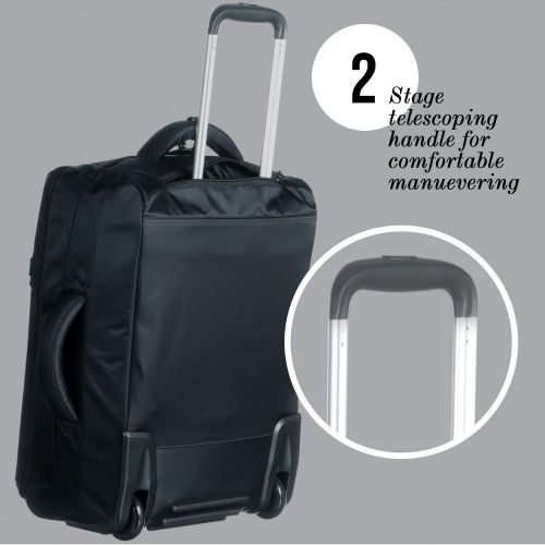  Lipault - 0% Pliable Foldable Upright 55/20 Luggage - Carry-On Rolling Bag for Women  Black