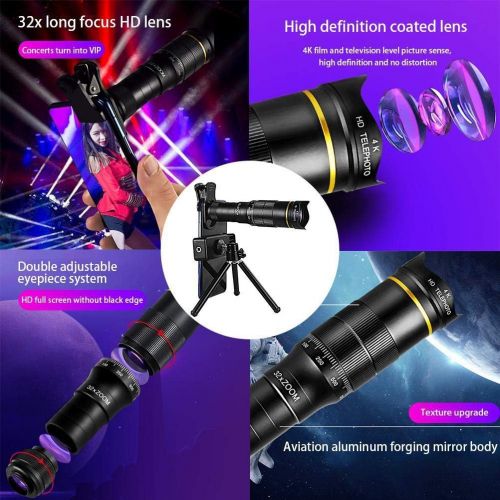  [아마존베스트]-Service-Informationen 4K 10-300 x 40 mm Super Telephoto Zoom Monocular Telescope for Mobile Phone, Telescope for Children and Beginners, Selfie Ring Light with Tripod Stand, Monocular Telescope for Clim