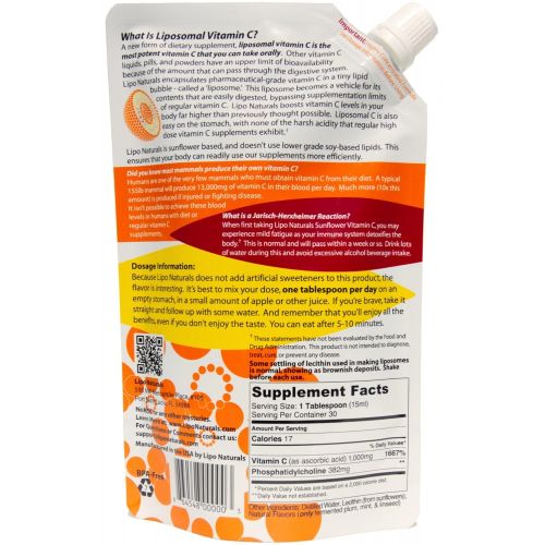  Lipo Naturals Liposomal Vitamin C (2-Pack) | 60 Doses (30 ounces) | China-Free | No Artificial Preservatives | No Soy | Non-GMO | Made in U.S.A | Maximum Encapsulated Vitamin C for