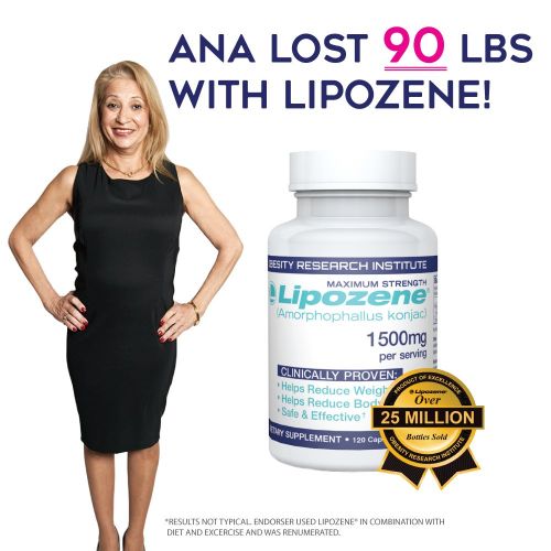  Lipozene MEGA Bottle - 120 Capsules - Largest Size Available - Appetite Suppressant and Control