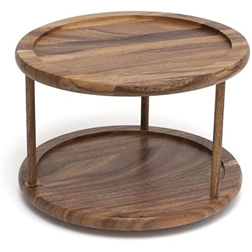  Lipper International Acacia Wood 2-Tier 10 Kitchen Turntable