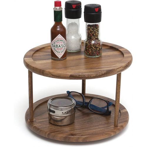  Lipper International Acacia Wood 2-Tier 10 Kitchen Turntable