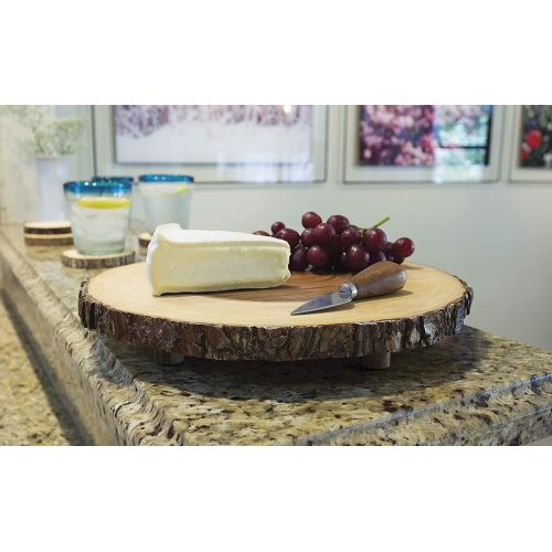  Lipper International Acacia Tree Bark Footed Server for Cheese, Crackers, and Hors Doeuvres, Large