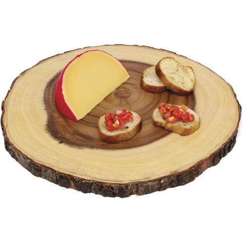  Lipper International Acacia Wood Slab Serving Board With Bark for Cheese, Crackers, and Hors Doeuvres, Set of 3, Assorted Sizes