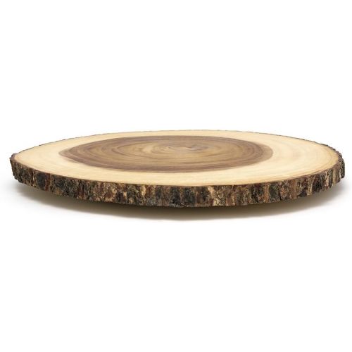  Lipper International Acacia Wood Large Slab Lazy Susan with Bark Rim