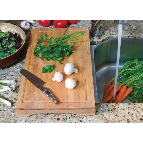  Lipper International 8831 Bamboo Wood Over-The-Sink/Stove Kitchen Cutting and Serving Board, Large, 20-1/2 x 11-1/2 x 2: Cutting Board Wood: Kitchen & Dining