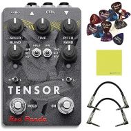 Red Panda Tensor and Time Shifting Pedal Bundle with 2x Strukture S6P48 Woven Right Angle Patch Cables, 12x Fender Guitar Picks and Liquid Audio Instrument Polishing Cloth - RPL-108 Model