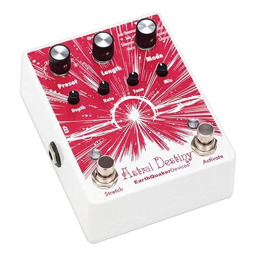  EarthQuaker Devices Astral Destiny™ An Octal Octave Reverberation Odyssey Bundle w/2x Strukture S6P48 Woven Right Angle Patch Cables, 12x Guitar Picks and Liquid Audio Polishing Cloth