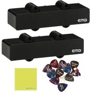 EMG J Active Bass Guitar Pickup Set, Black Bundle w/ 12x Guitar Picks, and Liquid Audio Polishing Cloth