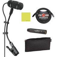 Liquid Audio Audio Technica PRO35 Cardioid Condenser Clip-on Instrument Microphone - Wired XLR Power Module Bundle w/Pig Hog PHM10 8mm XLR Mic Cable Polishing Cloth