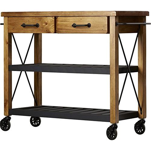  Liquid Pack Solutions Vintage and Stylish Kitchen Cart Made of Sturdy Wood Construction With 2 Lower Shelves and 2 Drawers For You To Be Comfortable at Your Kitchen