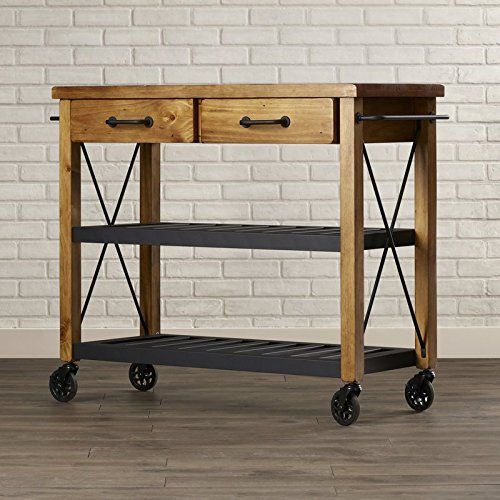  Liquid Pack Solutions Vintage and Stylish Kitchen Cart Made of Sturdy Wood Construction With 2 Lower Shelves and 2 Drawers For You To Be Comfortable at Your Kitchen