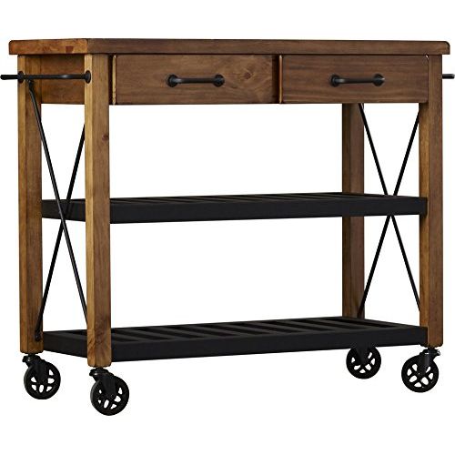  Liquid Pack Solutions Vintage and Stylish Kitchen Cart Made of Sturdy Wood Construction With 2 Lower Shelves and 2 Drawers For You To Be Comfortable at Your Kitchen