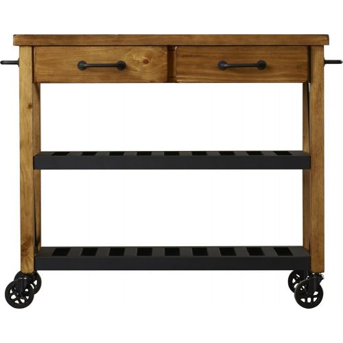  Liquid Pack Solutions Vintage and Stylish Kitchen Cart Made of Sturdy Wood Construction With 2 Lower Shelves and 2 Drawers For You To Be Comfortable at Your Kitchen