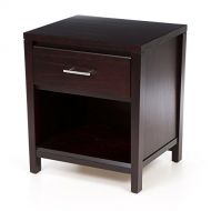 Liquid Pack Solutions This Nightstand is Made of Solid Wood in Espresso Color With One Drawer and Open Lower Shelf Area For More Storage