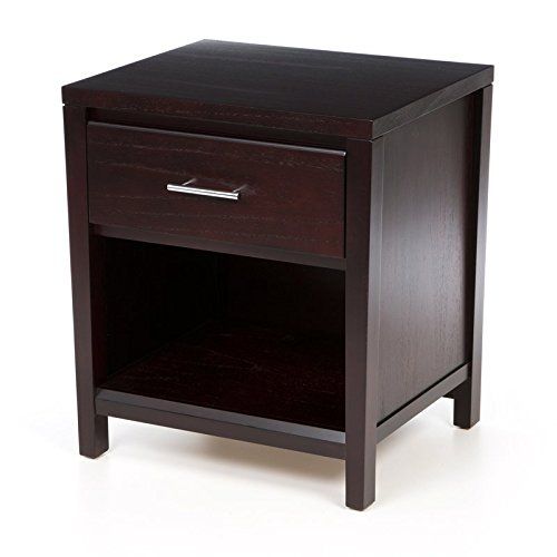  Liquid Pack Solutions This Nightstand is Made of Solid Wood in Espresso Color With One Drawer and Open Lower Shelf Area For More Storage