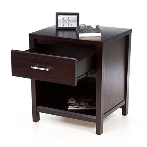  Liquid Pack Solutions This Nightstand is Made of Solid Wood in Espresso Color With One Drawer and Open Lower Shelf Area For More Storage