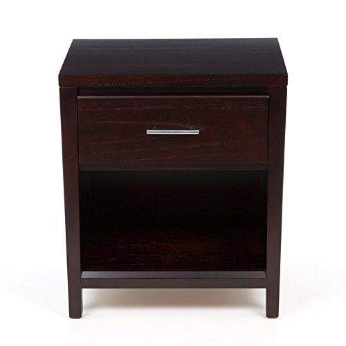  Liquid Pack Solutions This Nightstand is Made of Solid Wood in Espresso Color With One Drawer and Open Lower Shelf Area For More Storage