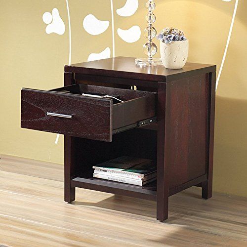  Liquid Pack Solutions This Nightstand is Made of Solid Wood in Espresso Color With One Drawer and Open Lower Shelf Area For More Storage