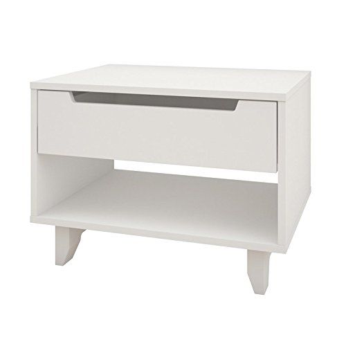  Liquid Pack Solutions Modern and Stylish 1 Drawer Nightstand With Lower Shelf For More Storage in Pure White Color Made of Manufactured Wood with Laminate Just Add It Now