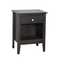 Liquid Pack Solutions Charm and Worm Feeling In Your Bedroom With This 1 Drawer Nightstand with Lower Shelf For Storage Made of Solid Pine Wood in Espresso Finish