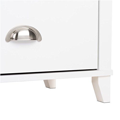  Liquid Pack Solutions Traditional Two Drawers and One Open Shelf Nightstand for Additional Storage with White Laminate