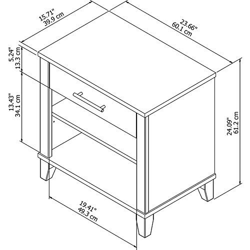  Liquid Pack Solutions 1 Drawer Nightstand Two Shelves Including One Adjustable in Lower Compartment for Holding Books or Displaying Decorations Stylish Tapered Legs