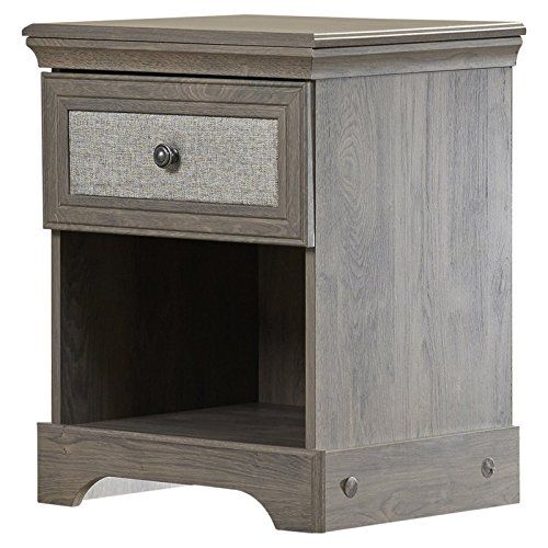  Liquid Pack Solutions Modern Nightstand with Drawer & Bottom Shelf in Gray Underytone and Brown Made of Woodgrain Wood Material