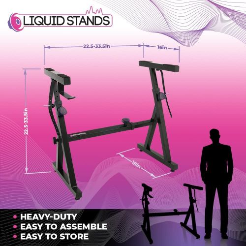  Plixio Piano Keyboard Stand - Z Style Adjustable and Portable Heavy Duty Music Stand for Kids and Adults (Fits 54 - 88 Key Electric Pianos)