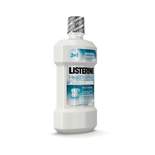  PACK OF 4 - Listerine Healthy White Restoring Fluoride Rinse For Teeth Whitening, Clean Mint, 32 Oz