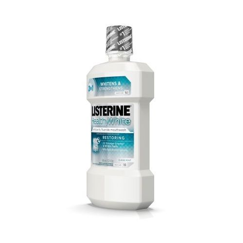  PACK OF 4 - Listerine Healthy White Restoring Fluoride Rinse For Teeth Whitening, Clean Mint, 32 Oz