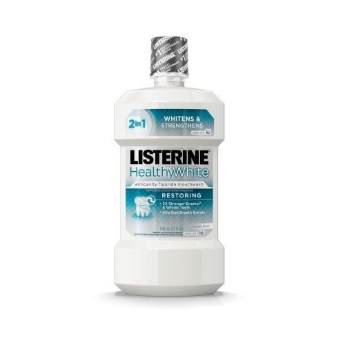  PACK OF 4 - Listerine Healthy White Restoring Fluoride Rinse For Teeth Whitening, Clean Mint, 32 Oz