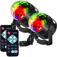 [아마존 핫딜] [아마존핫딜]Litake Party Lights Disco Ball Strobe Light Disco Lights, 7 Colors Sound Activated with Remote Control Dj Lights Stage Light for Festival Bar Club Party Wedding Show Home-2 Pack