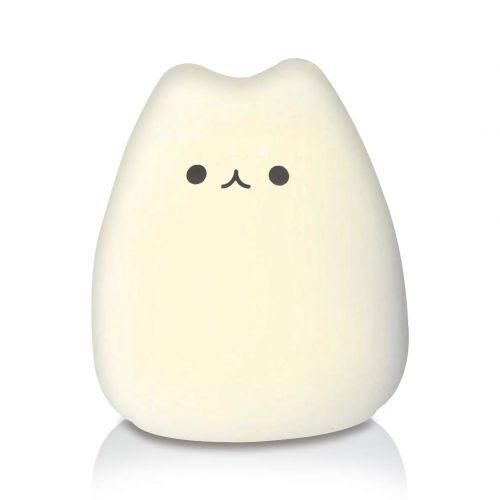  Litake LED Night Light, Battery Powered Silicone Cute Cat Carton Nursery Lights with Warm White and 7-Color Breathing Modes for Kids Baby Children (Mini Celebrity Cat)