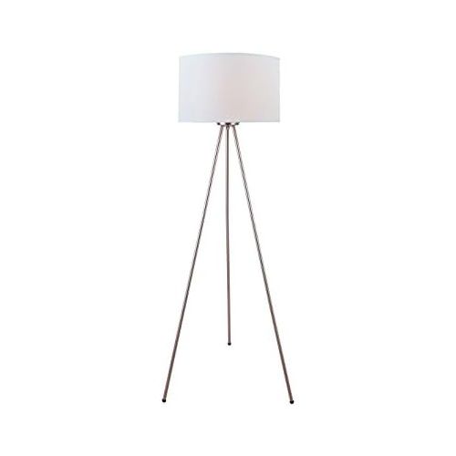  Lite Source LS-82065 Floor Lamp with White Fabric Shades, 24.5 x 24.5 x 59.5, Polished Chrome Finish