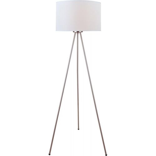  Lite Source LS-82065 Floor Lamp with White Fabric Shades, 24.5 x 24.5 x 59.5, Polished Chrome Finish