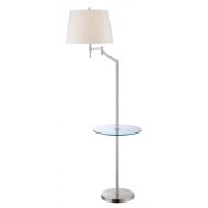 Lite Source Floor Lamps Ls-82139 Eveleen Swing Arm Floor Lamp W/Table, Polished Steel