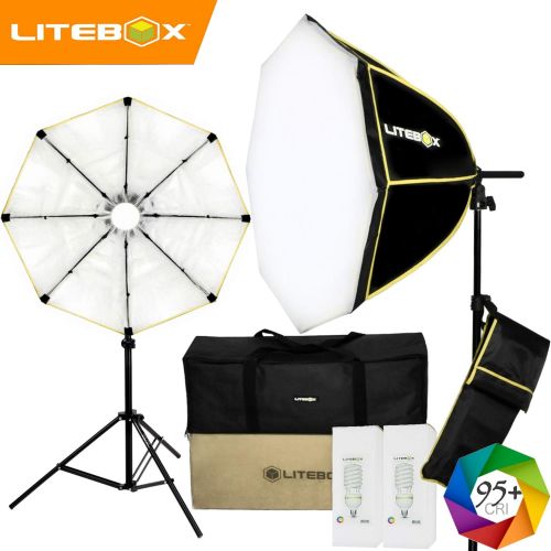 LiteBox 1350W Photography Lighting Kit by LITEBOX 28x28 Portable Collapsing Octagon Softbox Lighting Kit - 5500K 95+ CRI Daylight