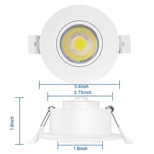  Litehue 4Pack 8W 3 inch Gimbal Dimmable LED Tilt Downlight IC Rated Directional Adjustable, Recessed Lighting Fixture (65W Replacement) 3000K Warm White Energy Star LED Ceiling Light