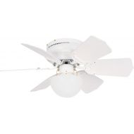 [아마존베스트]Litex BRC30WW6L Vortex 30-Inch Ceiling Fan with Six Reversible White/Whitewash Blades and Single Light kit with Opal Mushroom Glass