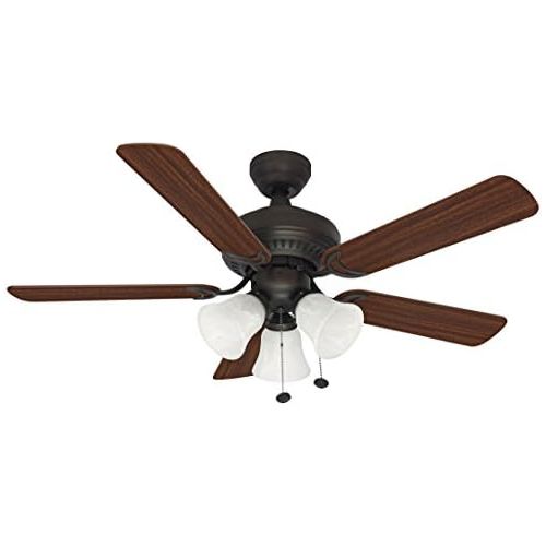  Litex E-BLR44ABZ5C Balmoral Collection 44-Inch Ceiling Fan with Five Reversible MahoganyDark Oak Blades and Three Light Kit with Alabaster Glass