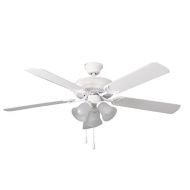 Litex E-DCF52MWW5C3 Decorators Choice 52-Inch Ceiling Fan with Five Matte White Blades and Three Light Kit with Frosted Glass