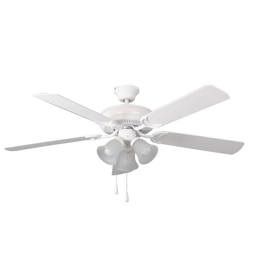  Litex E-DCF52MWW5C3 Decorators Choice 52-Inch Ceiling Fan with Five Matte White Blades and Three Light Kit with Frosted Glass