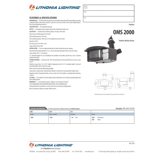  [아마존베스트]Lithonia Lighting OMS 2000 120 DDB M6 200-Degree Detection Zone Outdoor Motion Sensor Retrofit Kit, Black Bronze