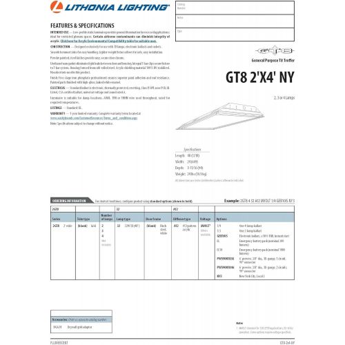  Lithonia Lighting 2GT8 4 32 A12 MVOLT GEB10IS 4-Light Fluorescent General Purpose Troffer, White