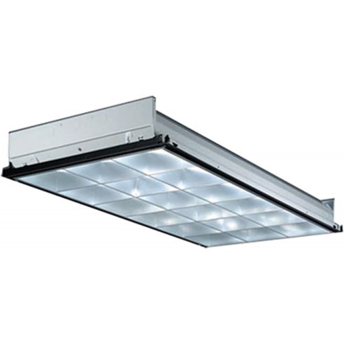  Lithonia Lighting PT3 2MV 3-Light 32W T8 Fluorescent Parabolic Troffer with Two Ballast, White