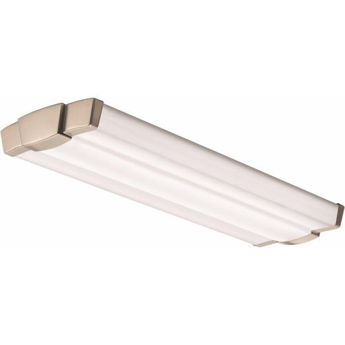  Lithonia Lighting Brushed Nickel 2-Ft Flush Mount Light for Kitchen | Attic | Basement | Home, 4000K, 25W, 2000 Lumens