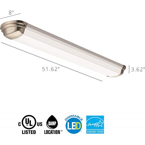  Lithonia Lighting Brushed Nickel 4-Ft LED Flush Mount, 4000K, 35.5W, 2,560 Lumens